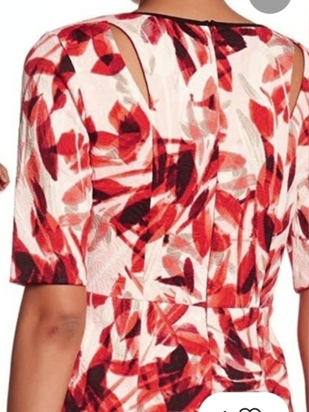 Maggy London Red, Black & White Abstract Print Cutout Sheath Dress - Size 12 - Picture 3 of 12